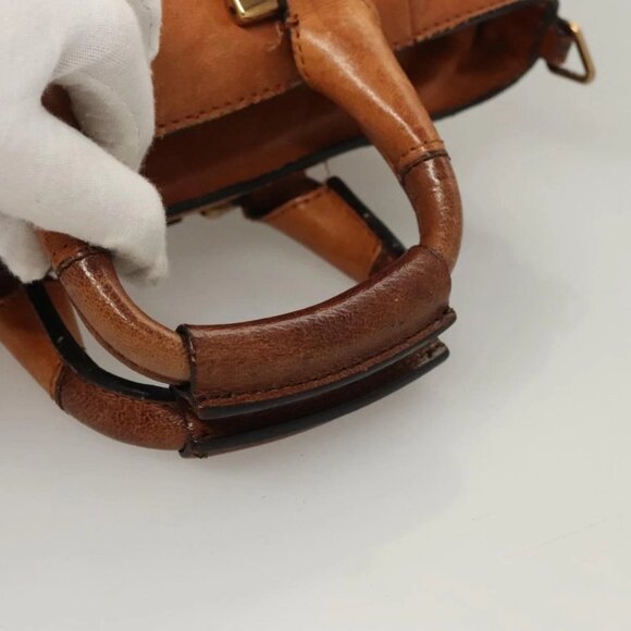 Chloe Etel Hand Bag Leather 2way Brown Gold Auth - Picture 6 of 16